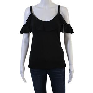 Fifilles Womens Black Sleeveless Round Neck Solid Polyester Tank Size S